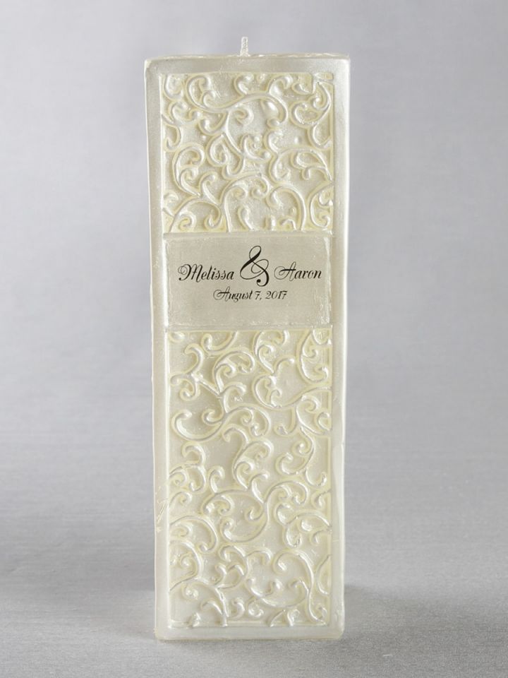 Ivy Lane Design Wedding Accessories Embossed Square Pillar Unity Candle White 