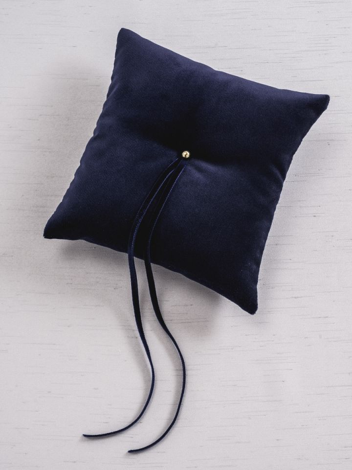 Navy sequin ring pillow
