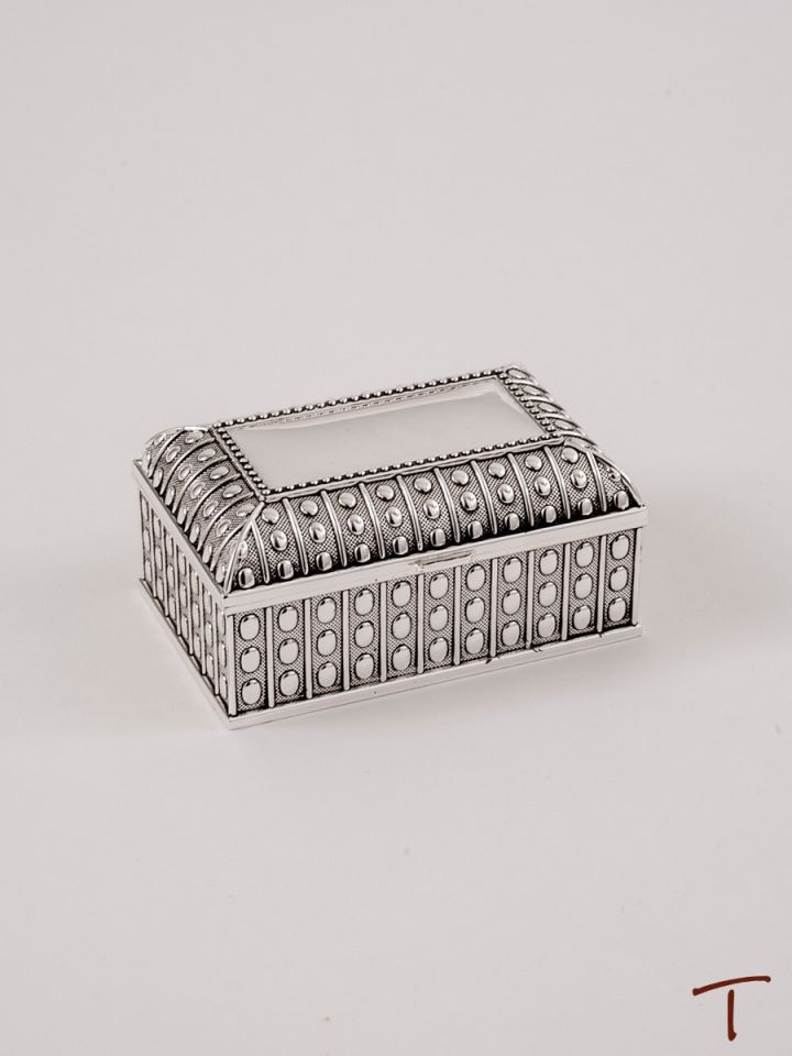 Beaded Antique Rect. Box, Silver Plated