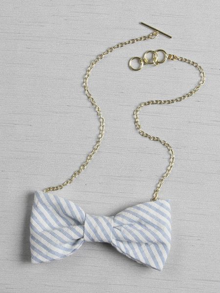 Seersucker Bow Tie Necklace