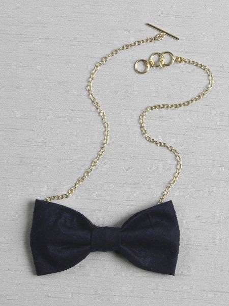 Bow Tie Necklace, Navy