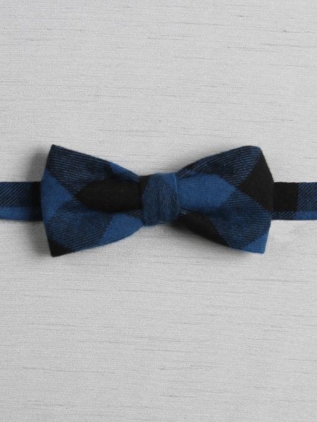 Plaid Pre-Tied Bow Tie, Blue