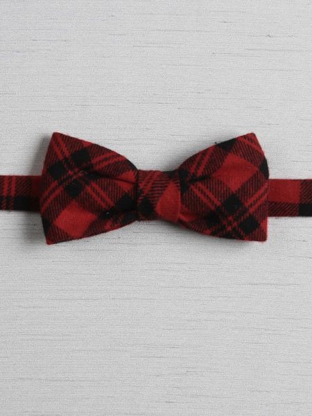 Plaid Pre-Tied Bow Tie, Red