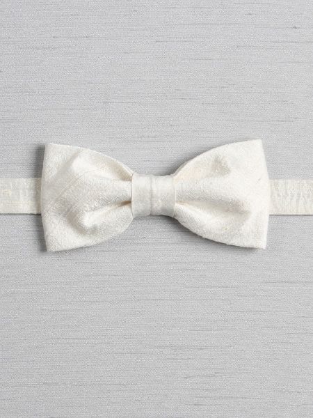 Silk Dupioni Pre-Tied Bow Tie, Diamond White