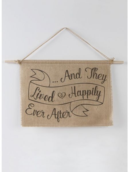 Lived Happily Ever After Burlap Sign