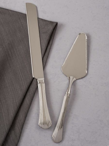 Silver Toned Knife and Server Set 
