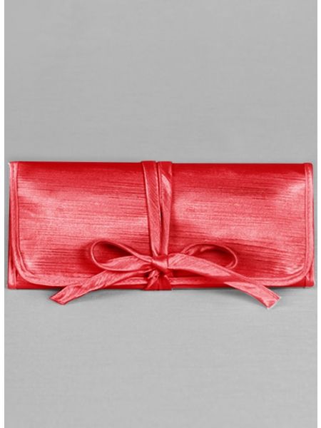Novia Embroidered Jewelry Roll-Red