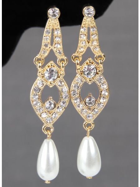 Tiered Earrings with Dangling Pearls
