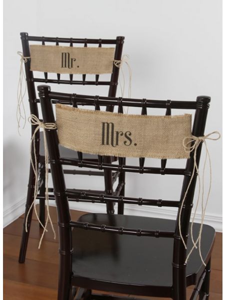Mr. and Mrs. Burlap Chair Sashes