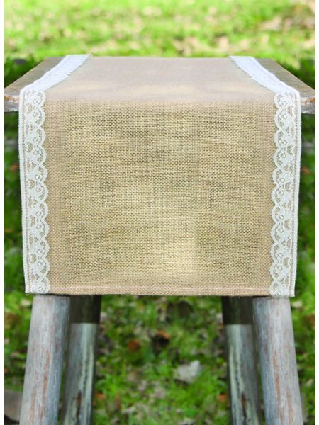 Thin Lace Burlap Table Runner