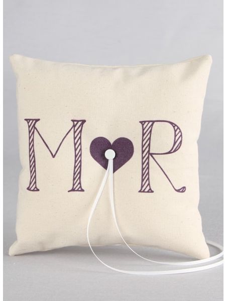 Initials & Heart Canvas Ring Pillow