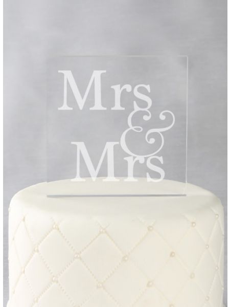 Mrs. & Mrs. Acrylic Square Cake Top