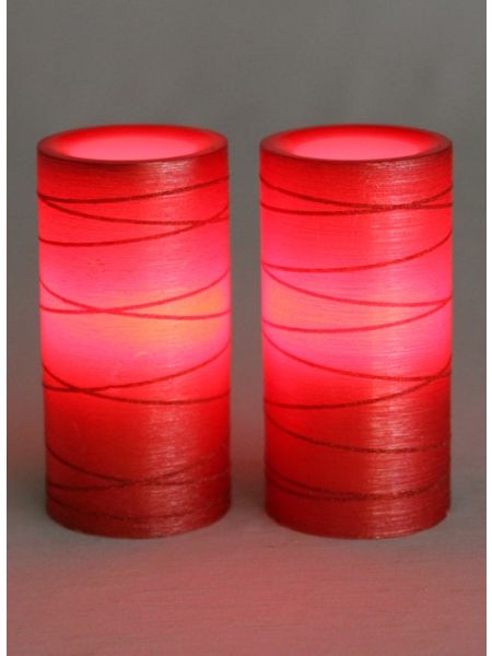 Red With Red Glitter Swirl LED Candle
