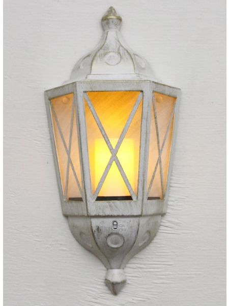 Antique White Outdoor Lantern With LED Candle