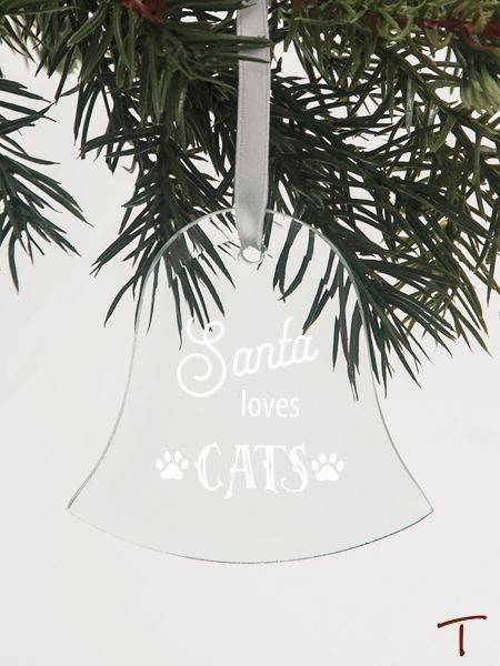 Tenereze Exclusive | Santa Loves Bell Glass Ornament