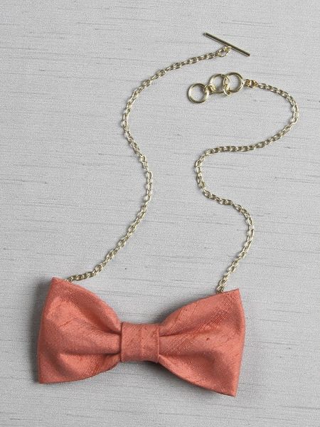 Bow Tie Necklace, Salmon