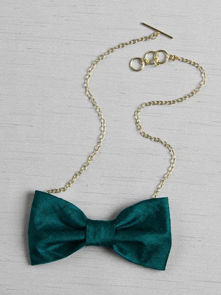 Bow Tie Necklace, Midnight Teal
