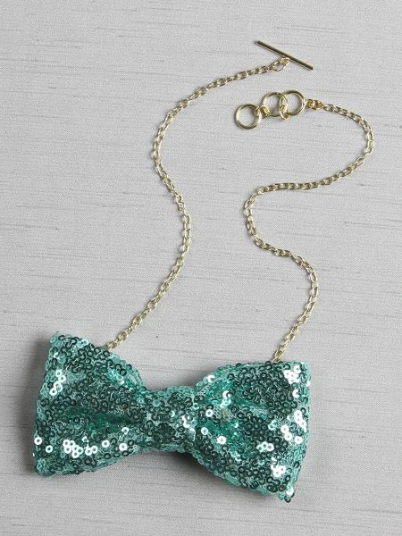 Shiny Sequin Bow Tie Necklace