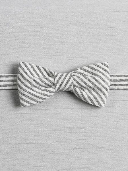 Seersucker Pre-Tied Bow Tie, black/white