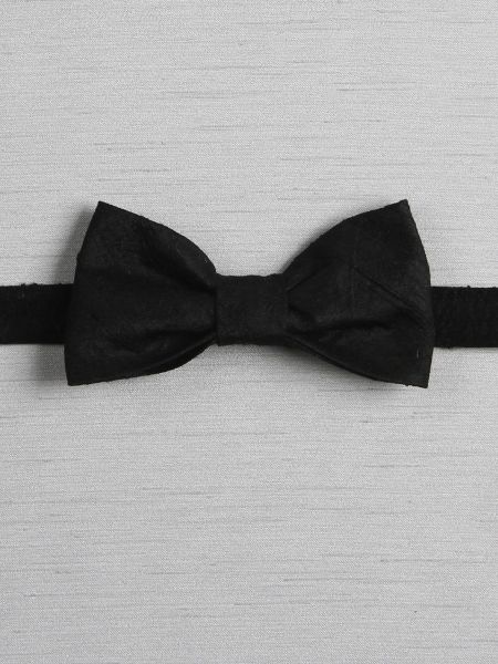Silk Dupioni Pre-Tied Bow Tie, Black