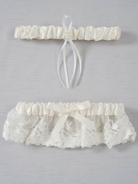 Lace with Pearls Garter-Ivory