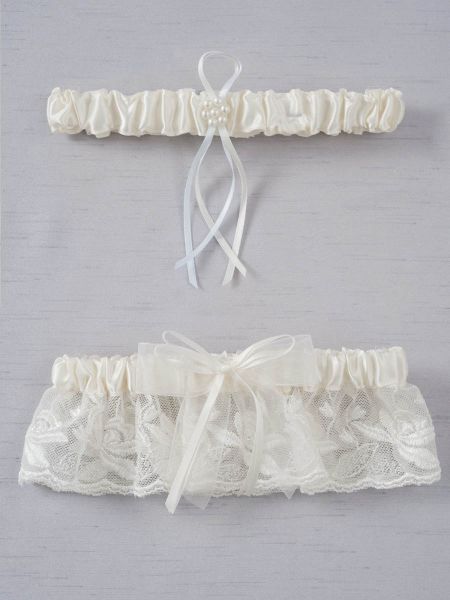 Embroidered Lace Garter-Ivory