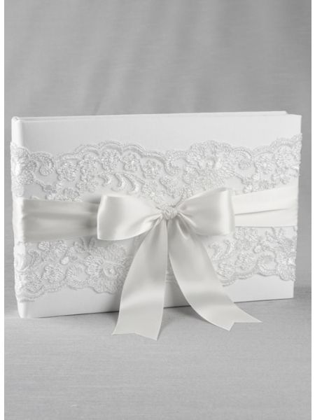 Chantilly Lace  Guest Book, White
