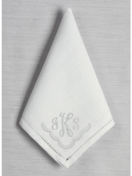 Monogram w/Border Hemstich Handkerchief