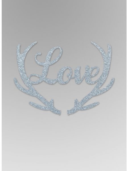 Love with Antlers Glitter Word