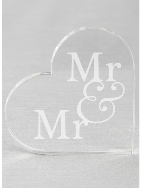 Mr. & Mr. Acrylic Heart Cake Top