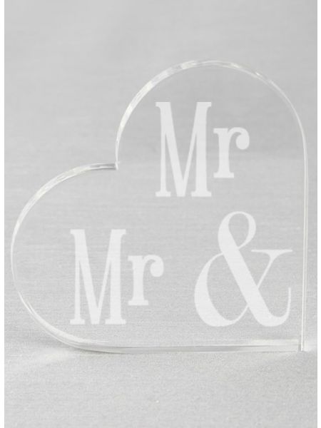 Mr. & Mr. Acrylic Heart Cake Top