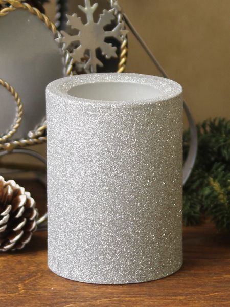 Silver Glitter LED Candle